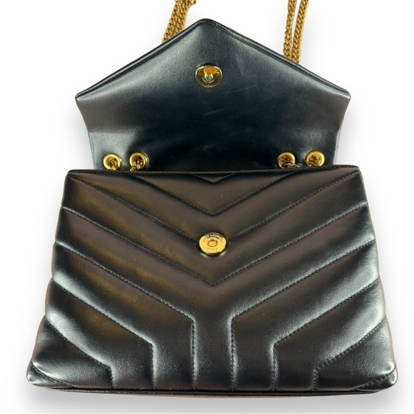 Saint Laurent's YSL LouLou Noir Black Quilted Italian Calf Skin Leather Brass - Picture 9 of 15